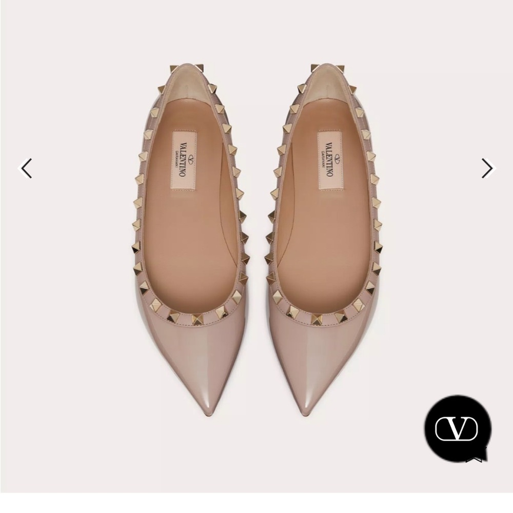 Valentino Patent Rockstud Ballet Flats Poudre